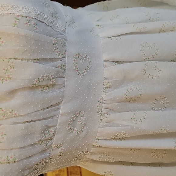 Vtg 70's Swiss Dot Peasant Dress - Picture 8 of 12